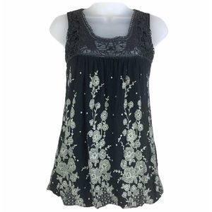 Orsay Women's Black Crochet Top Sleeveless Size S